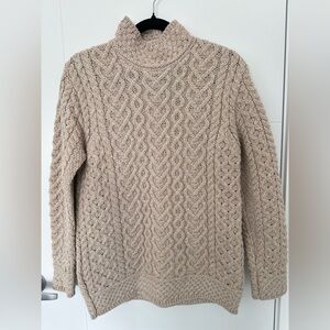 Aran Mor Ireland 100% Wool Irish Cable Knit Sweater Mock Neck Medium